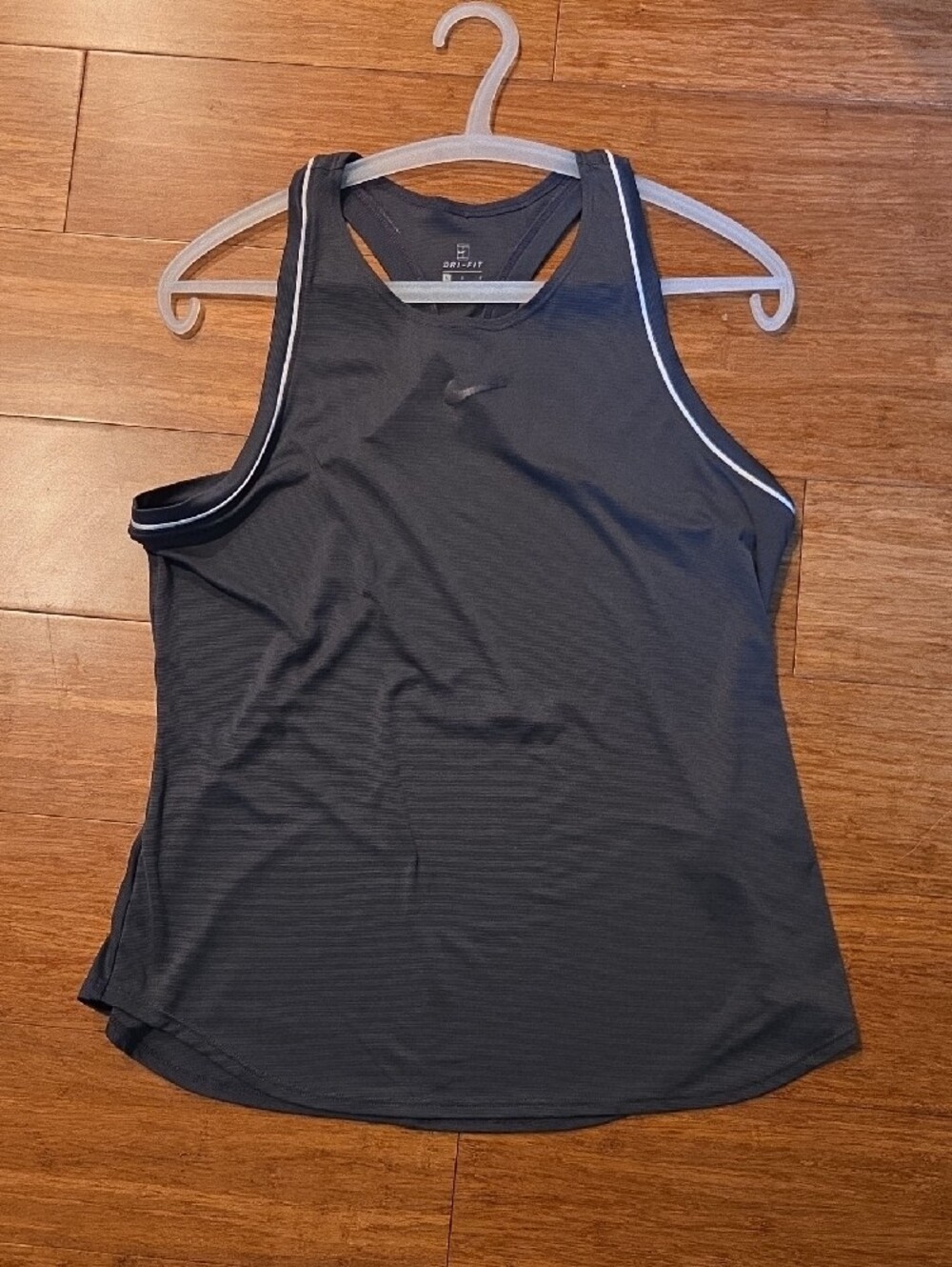 Nike Women's Dri-FIT Running Track Tank Top - Grey/Black - Size Large - Picture 2 of 5